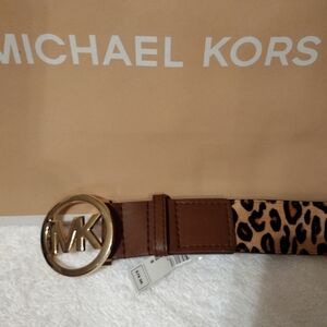 Michael Kors Leopard Leather Belt
